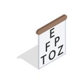 Table for eye tests icon, isometric 3d style