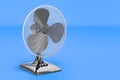 Table Fan on blue backdrop, 3D rendering Royalty Free Stock Photo