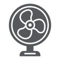 Table fan glyph icon, propeller and electric, air cooler sign, vector graphics, a solid pattern on a white background.