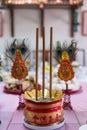 A table feast and prop on chinese new year to respect the ancestor and celebrate Royalty Free Stock Photo