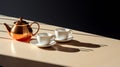 Juxtaposition Of Light And Shadow: A Stunning Tea Cup Composition Royalty Free Stock Photo