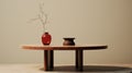 Minimalistic Japanese Style Table With Vase - Rustic Naturalism Design