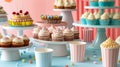 Table Filled With Cupcakes Covered in Frosting Royalty Free Stock Photo
