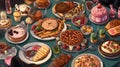 A table filled with delicious food and drinks at a holida one generative AI