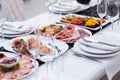 Table filled with food in the restaurant