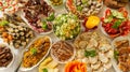 Table filled with snacks and food