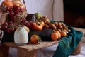 A table filled with twelve different round sweet fruits