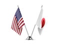 Table flags, United States  America  and Japan, isolated on white background. 3d image Royalty Free Stock Photo