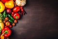 table food background healthy cooking vegetarian market vegetable fresh dark ingredient. Generative AI.