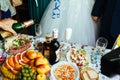 Table with food and drink. traditional wedding