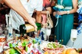 Table with food and drink. traditional wedding