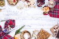 Table with food and snacks for the Christmas party. Table on top