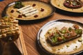 Table with food top view Royalty Free Stock Photo