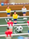 Table football detail of colorful player figurines Royalty Free Stock Photo