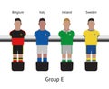 Table football game. foosball soccer player set. Belgium, Italy, Ireland, Sweden