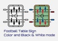 Table Football Game top View icon. Wooden Table Soccer sign. Kids foosball.