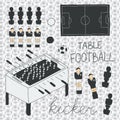 Table football icons set. Vector illustration