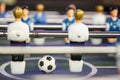 Table football soccer game kicker . Football ball on the playing field Royalty Free Stock Photo