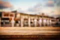 table in front of abstract blurred background of restaurant view Royalty Free Stock Photo