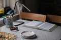 A table in front of a window in a residential building