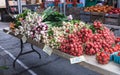 Table of Fruit and Vegetables at Outdoor Market Royalty Free Stock Photo