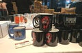 Table full of coffee and beer mugs at Star Trek Convention Royalty Free Stock Photo