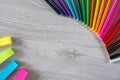 Colored school pencils and supplies for back to school Royalty Free Stock Photo