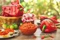 Table full of delicious Ajvar Royalty Free Stock Photo