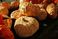 A table full of peanut shell pumpkins used for cooking Royalty Free Stock Photo