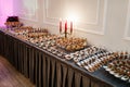 Mini appetizers and snacks served at party