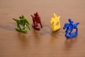 Table gamings, fake horses on a wood table Royalty Free Stock Photo