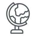 Table globe line icon, education and geography, world map sign, vector graphics, a linear pattern on a white background. Royalty Free Stock Photo