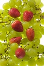 Table grapes and strawberries Royalty Free Stock Photo