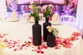 Table for guests in the wedding hall. Royalty Free Stock Photo