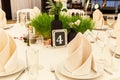 Table for guests in the wedding hall. Royalty Free Stock Photo