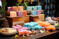 a table with handcrafted soap bars