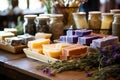 a table with handcrafted soap bars