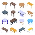 Table icons set, isometric style