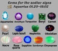 Table : Precious stones for Aquarius zodiac signs