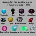 Table : Precious stones for Scorpio  zodiac signs Royalty Free Stock Photo