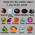 Table : Precious stones for the signs of the zodiac Leo