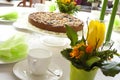 Table laid for coffee and cake