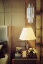 Table lamp,bedroom interior