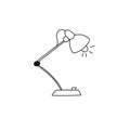 Table lamp drawing in the doodle style . Vector hand drawn line illustration