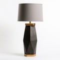 Geometric Metal Table Lamp In Black With Dark Gray And Gold Accents