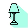 Table lamp flat line icon. Home lighting, light fixture sign