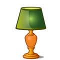 Table lamp with green shade in vintage style isolated on white background. Vector illustration. Royalty Free Stock Photo