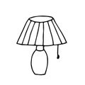 Table lamp hand drawn in doodle style. single element scandinavian hygge monochrome minimalism simple. light, lighting, cozy home