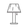 Table lamp icon. Thin line art template for logo. Black and white simple illustration. Contour hand drawn isolated vector image on Royalty Free Stock Photo