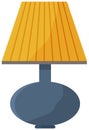 Table lamp isolated on white background. Lighting device with yellow felt top in flat design